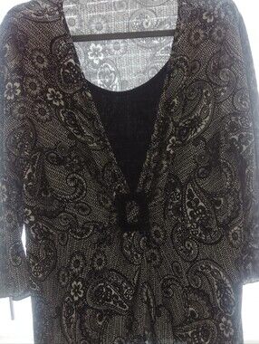Black and White Paisley Overlay Blouse